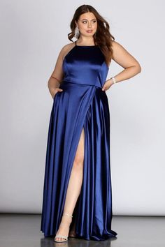 Plus Size Prom Dresses Long Unique, Blue Plus Size Formal Dresses, Formal Dresses Curvy Women, Plus Size Satin Bridesmaid Dresses, Satin Bridesmaid Dresses Plus Size, Curvy Gown, Satin Dresses Plus Size, Prom Dresses For Chubby Girls, Prom Dresses For Plus Size