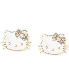 in stock White Macy's Earrings For Gift, Macy's White Fine Jewelry Earrings, Hello Kitty Diamond, Best Amazon Buys, Enamel Stud Earrings, Amazon Buy, Best Amazon, 10k Gold, Platinum