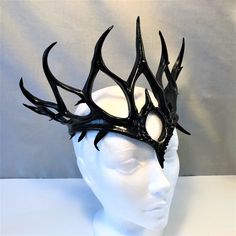 Rule your kingdom in a gorgeous black leather crown stoned with black Swarovski crystals! Adjustable, Lightweight, & Waterproofed. Get for Evil Queen Sorceress Cosplay, Disney Cosplay costume accessory, SCA, LARP, Halloween, Burning Man. Unisex headpiece for Lord / Lady Renaissance Faire costume, God / Goddess cosplay. Evil Fairy Dress, Couple Witch Costume, Dark Fairy Queen, Demon Crown, Evil Crown, Halloween Headdress, Dark Fairy Costume, Disney Cosplay Costumes, Fantasy Crown