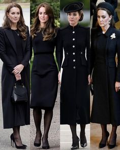 the royal family are all dressed up in black outfits and hats for their official state visit