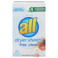 all dryer sheets free clear for baby diapers, 80 counts per box