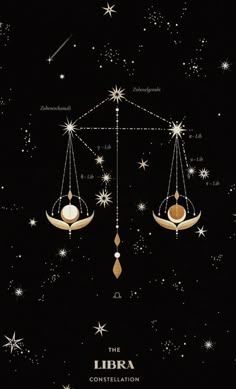 the libra constellation with stars in the sky and two crescents hanging from them