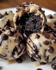 chocolate chip cookie doughnuts on a white plate