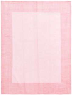 a pink and white rug with squares on it