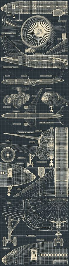 an old blueprint drawing shows different types of architecture