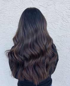 Espresso Highlights On Black Hair, Dark Brown Hair With Subtle Dimension, Low Lights On Dark Hair, Ash Brown Highlights On Black Hair, Dark Brown Highlights On Brown Hair, Cool Tone Balayage Black Hair, Espresso Balayage, Black To Brown Hair, Dark Brown Hair With Lowlights