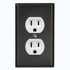 an electrical outlet with two outlets on each side and one light switch in the middle