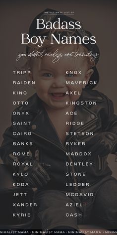 I'm a professional baby name writer and these are my top picks for unique baby boy names in 2025 - these baby boy names are totally cool, and perfect for mamas looking for edgy baby names for boys! Rare Boy Names Unique, Badass Boy Names, Best Baby Boy Names, English Boy Names, Baby Names List, Western Baby Names, Edgy Baby, Cool Baby Boy Names, Meaningful Baby Names