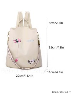 BagForLove - Stylish Embroidered Backpack for Graduates, Teens & Students, Ideal for School, Travel & Outdoors Product Description Color Beige Strap Type Adjustable Details Embroidery Composition 50% Viscose Pattern Type Letter Bag Size Medium Material Polyamide Closure Type Zipper Type Classic Backpack Style Fashionable Size Chart INCH CM Handle Height Strap Length Bag Height Bag Width Bag Length 2.4 inch 23.6/43.3 inch 11.4 inch 4.3 inch 12.6 inch Handle Height Strap Length Bag Height Bag Widt Embroidered Backpack, Letter Bag, Backpack Style, Travel Outdoors, Classic Backpack, Fashion Backpack, 4 Inch, Bag Lady, Backpacks