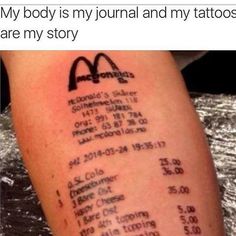 a tattoo with the words mcdonald's written on it