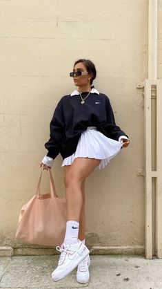 Outfit Tennis, Skirt Diy, Outfit 2020, Sports Tennis, Pastel Outfit, Outfit Black, Streetwear Fashion Women