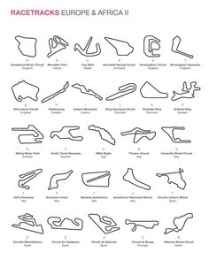 an image of race tracks in africa and africa, with the numbers on each side