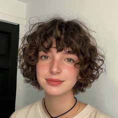 Curly Shag Short Hair, Curly Pageboy Haircut, Wavy Hair Bangs Short, Ballet Short Hair, Short Curly Bob With Bangs Round Faces, Curly Textured Bob, Short Curly Haircuts For Round Faces 3b, Short Hair Bangs Curly, Short Curly Hair Pigtails