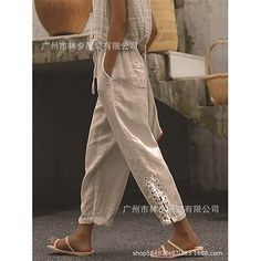 Season:Spring  Summer; Fabric:Linen Cotton Blend; Gender:Women's; Style:Casual Daily; Elasticity:Inelastic; Occasion:Weekend,Going out; Fit Type:Regular Fit; Function:Comfortable,Breathability; Pattern:Plain; Design:Side Pockets; Pants Type:Pants Trousers; Front page:FF; Listing Date:02/29/2024; Production mode:External procurement; Hips:; Length:; Waist:; Fit US Size:; Fit UK Size:; Fit EU Size:; Pants Length:Ankle-Length; Print Type:non-printing Linen Overalls, Spring Summer 2024, Trouser Pants Women, Type Of Pants, Grey Khakis, Clothing Apparel, Pants Trousers, Color Khaki, Different Fabrics