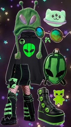 Oc Outfits Ideas Drawing, Alien Cosplay Diy, Cool Outfit Aesthetics, Cosmicore Outfits, Animal Inspired Outfits, Silly Outfit Ideas, Cloudcore Outfits, Alien Clothes Aesthetic, 90s Alien Aesthetic