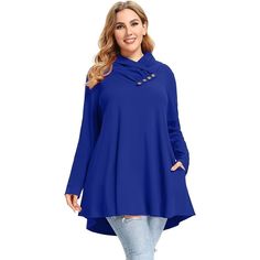 - Larace Cowl Neck Sweatshirts For Women With Pockets Long Sleeve Tunic Casual Pullover Button Down Shirt - Size Medium - Button Closure - Womens Sweatshirt - Solid Color, Loose Cowl Neck, Button Decoration, Side Pockets, Swing Tunic Hem, Stretchy Fabric And Loose Fitting Design Makes The Long Sleeve Tops Suitable As Oversized Sweatshirts For Women. Long And Flowy Hem Hides Belly And Hips Perfectly, Also Great To As Maternity Clothes. Comfortable Lightweight Sweatshirts, Perfect To Pair With Leg Tops Stylish, Stylish Tunic, Tunic Designs, Sweatshirts For Women, Early Winter, Cowl Neck Sweatshirt, Casual Tunics, Womens Clothes, Women Tunic Tops