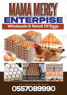 the flyer for mama mercy's enterprise, which sells eggs and other products