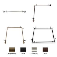 four different types of metal bars and handles for the back of a bed or desk