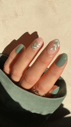 Nail Salon Design, Green Nail Designs, Nail Art For Beginners, Cute Gel Nails, Diy Spring