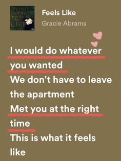 Music, Gracie Abrams, Love Gracie Abrams Feels Like Poster, Feels Like Gracie Abrams, Amy Core, Gracie Aesthetic, Gracie Abrams Lyrics, Gracie Core, Song Recs, Music Doodle, Genius Lyrics