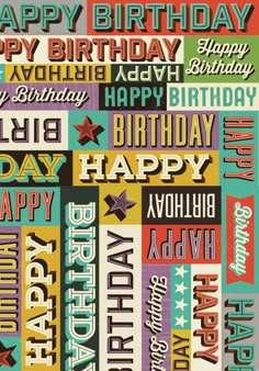 a birthday card with many different types of words