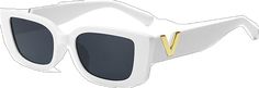 White Rectangular Sunglasses For Summer, White Rectangular Sunglasses For Beach, White Rectangular Shield Sunglasses With Gradient Lenses, Modern White Sunglasses For Vacation, White Rectangular Shield Sunglasses With Tinted Lenses, Casual White Rectangular Sunglasses, Trendy White Sunglasses For Vacation, Casual White Plastic Sunglasses, White Sunglasses With Uv Protection For Vacation