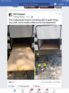 an instagram page with two pictures of the back end of a camper