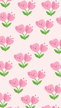 pink flowers with green leaves on a light pink background