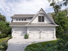 this is an artist's rendering of the carriage style house plans for two car garages