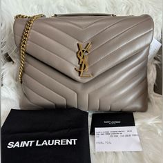 Greyish Brown Color Greyish Brown, Saint Laurent Paris, Gorgeous Bags, Saint Laurent Bag, Brown Color, Saint Laurent, Bag Lady, Handbags, Grey