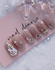 Xmas Nail Designs, Bridal Nails Designs, Finger Nail Art, Nail Jewels, Stylish Nails Designs, Cute Nail Art Designs