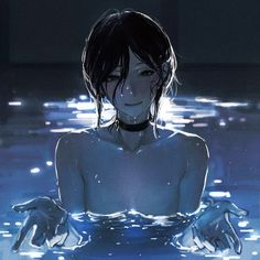 a woman is floating in the water with her hands on her chest and eyes closed