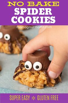 no bake spider cookies with googly eyes