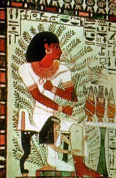 an ancient egyptian painting depicting the life of pharaoh tutane