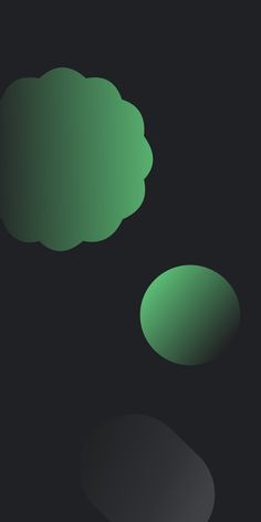 two green clouds floating in the dark sky