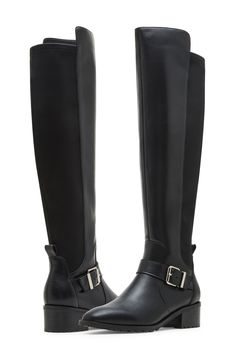 Perched on a stacked block heel, a streamlined knee-high boot is styled with tonal stitching for an undeniably chic look. Waterproof: protects against rain, puddles and slush to keep feet dry in wet conditions 2 3/4" heel 17 1/4" shaft; 10 1/2" calf circumference Side zip closure Leather and textile upper/synthetic lining/rubber sole Imported Waterproof Leather Knee-high Boots For Fall, Black Waterproof Knee-high Boots For Fall, Waterproof Black Knee-high Boots For Fall, Faux Leather Knee-high Work Boots, Faux Leather Knee-high Boots With Reinforced Heel For Work, Classic Knee-high Faux Leather Boots, Knee-high Faux Leather Boots With Reinforced Heel For Work, Faux Leather Knee-high Boots For Business, Black Tall Boots With Stacked Heel