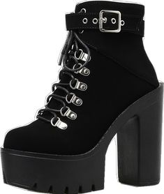 High-top Buckle Platform Boots For Party, High-top Platform Boots With Buckle For Parties, High-top Platform Boots With Buckle Closure For Party, Lace-up Platform Boots With Buckle For Winter, Winter Lace-up Heeled Boots With Buckle Closure, Edgy Lace-up Boots With Buckle Closure, Trendy High Heel Moto Boots With Buckle Closure, Gothic Lace-up Boots With Buckle Closure, Trendy Lace-up Boots With Buckle Closure