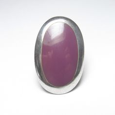 Large FAS Sterling Silver Oval Grape Purple Resin Piece Ring Vintage Silver Oval Dome Ring With Gemstone, Silver Oval Ruby Ring With Large Stone, Oval Ruby Ring With Large Stone In Silver, Collectible Oval Ruby Ring In Silver, Oval Silver Signet Ring With Cabochon, Classic Purple Cabochon Rings, Vintage Oval Cabochon Amethyst Ring Hallmarked, Silver Ruby Ring With Oval Cabochon, Silver Amethyst Oval Cabochon Ring