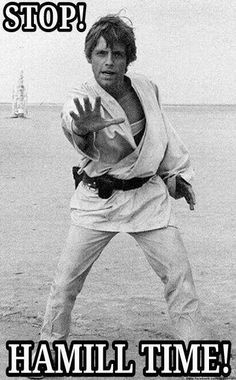 a man in karate stance with the caption stop hamill time