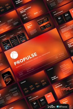 a bunch of red and black business cards on top of each other with the word propluse