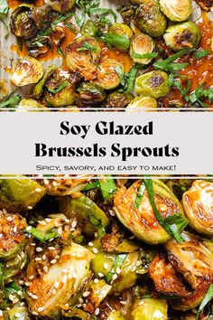 brussels sprouts with sesame seeds in a pan