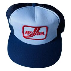 Honda Vintage Trucker Hat Cap Patch 90s 80s New With Defect. New Never Worn. Plastic Snap On Back Broke Off Due To Age. Blue Retro Trucker Hat For Streetwear, Retro Blue Trucker Hat For Streetwear, Retro Blue Cap Hat, Retro Blue Hat For Streetwear, Retro Blue Cap, Blue Retro Cap, Retro Blue Trucker Hat, Retro Blue Baseball Cap For Streetwear, Blue Retro Baseball Cap For Streetwear