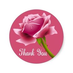 a pink rose with the words thank you on it