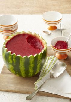 a watermelon that has been carved into a bowl