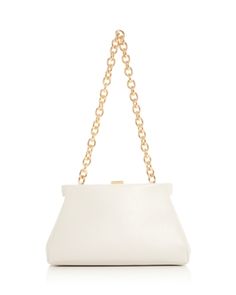 DeMellier Cannes Leather Clutch Shoulder Bag Elegant White Shoulder Bag Clutch, White Formal Shoulder Bag With Detachable Handle, Designer White Clutch Shoulder Bag, White Leather Clutch Bag, Luxury White Shoulder Bag Clutch, Bag Collection, Leather Clutch, Chain Strap, Cannes