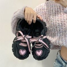 Step into Cuteness and Style with our Kawaii Pink Heart Sneakers! 💖👟 🌟 Adorable and Playful: These sneakers are perfect for adding a touch of charm and fun to your daily outfits. Ideal for those who appreciate a blend of cuteness and comfort. ✨ Superior Quality: Crafted with precision to ensure top-notch quality. Designed for a comfortable fit and featuring delightful pink heart accents. 💫 Versatile and Stylish: These sneakers elevate your style, making them suitable for various occasions. S Pink Heart Y2k, Heart Sneakers, Ethereal Fashion, Dream Sneakers, Underground Clothing, Asian Streetwear, Y2k Shoes, Sporty Sneakers, Oversized Graphic Tee