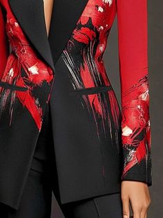 Black And Red Pantsuit, Unique Prom Suits Women, Red Pant Suit For Women, Gala Suit Women, Evening Suits For Women, Blazer Suits For Women, Asian Shoes, Couture Suit, Unique Blazer