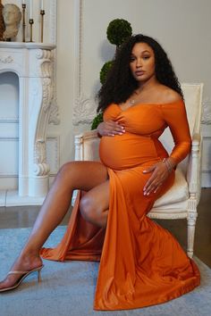 Naomi Orange Maternity Gown Orange Maternity Dress, White Maternity Gown, Maternity Occasion Wear, Pink Maternity Gown, Maternity Shoot Dresses, Maternity Evening, Lace Maternity Gown, Baby Shower Gown, Baby Shower Dress