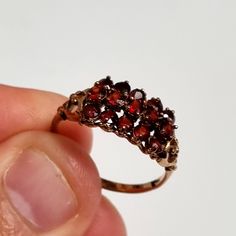 Vintage Garnet ring from 1940s. My Grandma used to wear this with her full regalia to Mesonic dinner parties Reluctant sale due to cost of living crisis Vintage Garnet Cluster Ring As Gift, Vintage Garnet Ring Gift, Victorian Garnet Ring Gift, Victorian Garnet Silver Ring, Vintage Multi-stone Garnet Jewelry, Garnet Ring Vintage, Garnet Rings, Dinner Party, Rings Statement