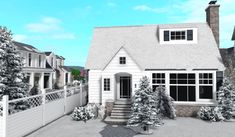 Winter Cottage Bloxburg, Winter Homes Bloxburg, Bloxburg Winter Cottage, Cute Winter Bloxburg Houses, Winter Home Exterior Bloxburg, Bloxburg Winter House Ideas, Modern Farmhouse Layout, Farmhouse Layout, Small House Layout